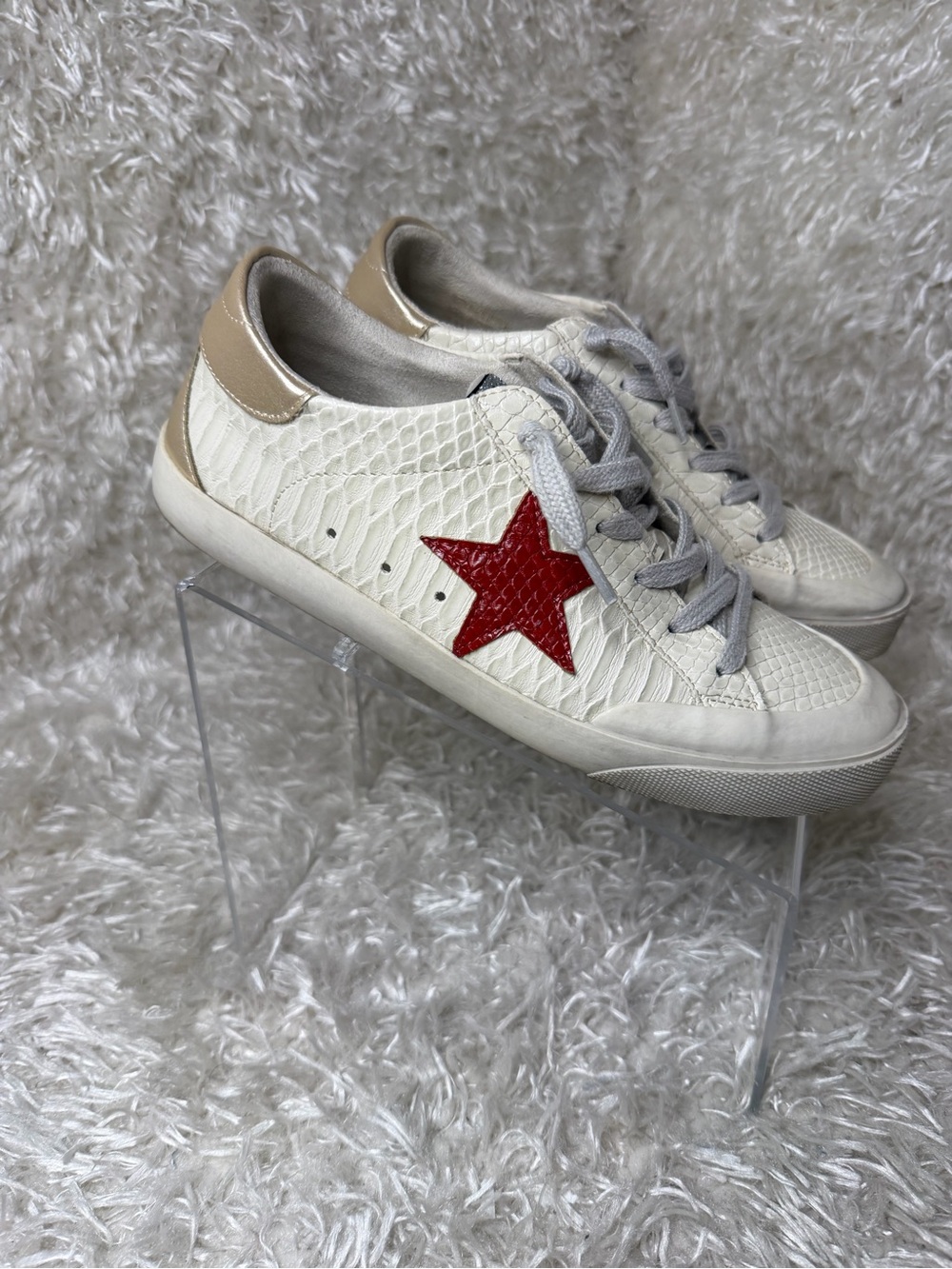 Mi.iM Sadie Rubber Sole Leather Star Sneakers Women's Size 7.5